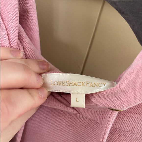 Love Shack Fancy Pink Distressed Hoodie - Picture 5 of 8
